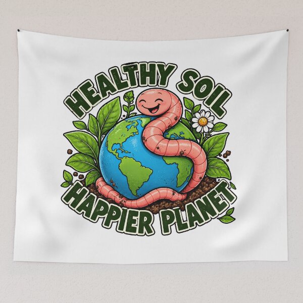 Item preview, Healthy Soil Happier Planet Earthworm Eco Gardening designed and sold by FindYouByZ.