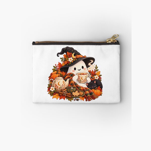 Item preview, Tea Time Ghost – Cozy Autumn Tea & Black Cat Illustration designed and sold by BLUEFOX05.