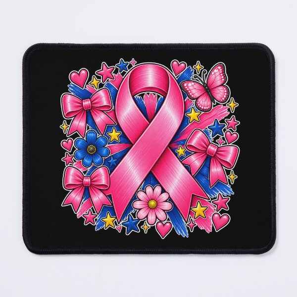 Item preview, Pink Ribbon With Bows Stars And Blue Flowers designed and sold by Lombardino.