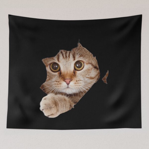 Item preview, Funny Peekaboo Cat Ripping Through Paper 3D Art designed and sold by Azmatdesigner.