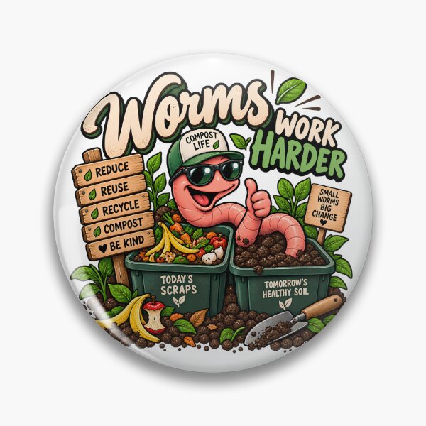 Item preview, Worms Work Harder Funny Compost Life Gardening Humor designed and sold by FindYouByZ.