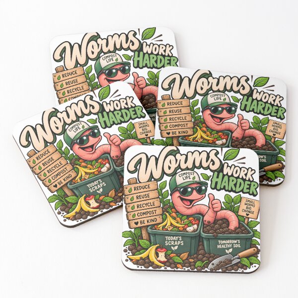 Item preview, Worms Work Harder Funny Compost Life Gardening Humor designed and sold by FindYouByZ.