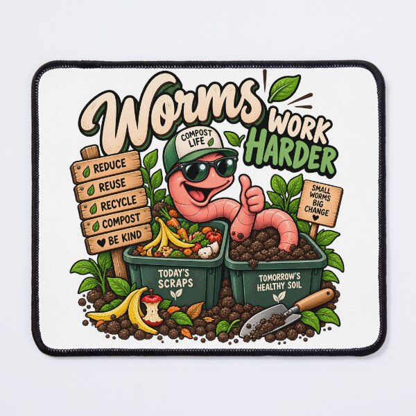 Item preview, Worms Work Harder Funny Compost Life Gardening Humor designed and sold by FindYouByZ.
