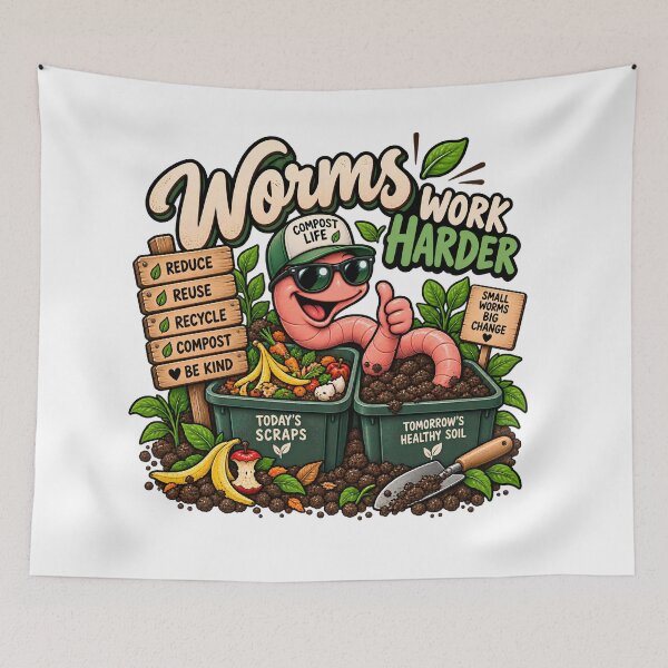 Item preview, Worms Work Harder Funny Compost Life Gardening Humor designed and sold by FindYouByZ.
