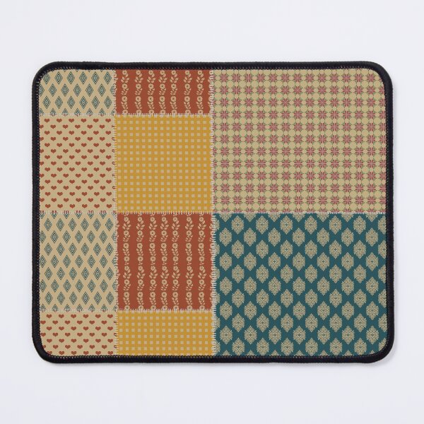 Item preview, Vintage Patchwork Rust Teal Mustard Folk Floral Hearts designed and sold by DColourMuse.
