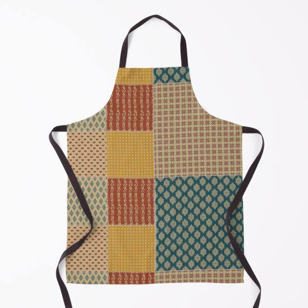 Item preview, Vintage Patchwork Rust Teal Mustard Folk Floral Hearts designed and sold by DColourMuse.