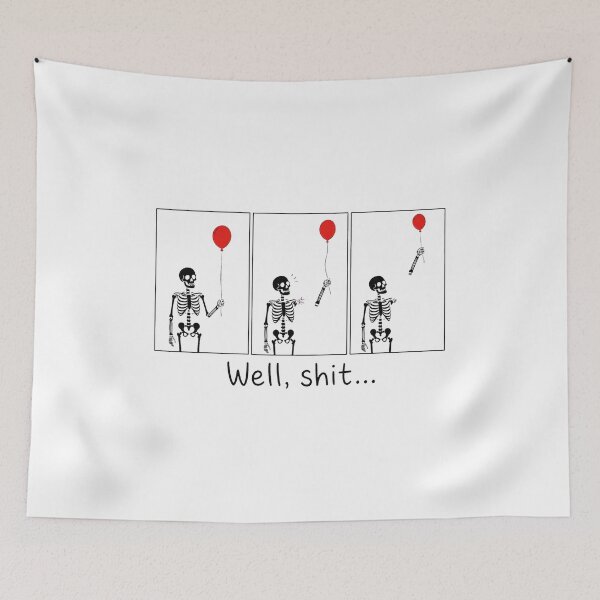 Item preview, Skeleton Loses Balloon Funny Comic Art designed and sold by OlyvieArt.