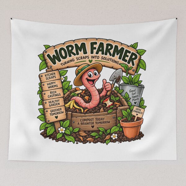 Item preview, Worm Farmer Turning Scraps Into Solutions Organic Gardening designed and sold by FindYouByZ.