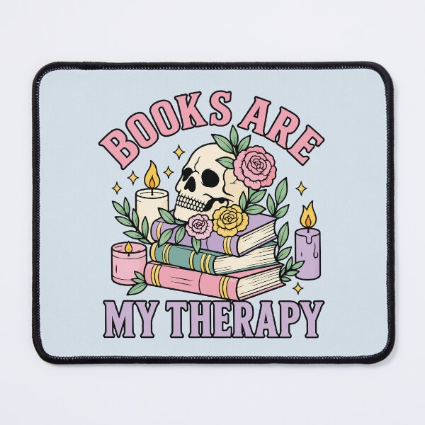 Item preview, Books are My Therapy Skull, flowers, Candles and Books  designed and sold by BrownHorse90s.