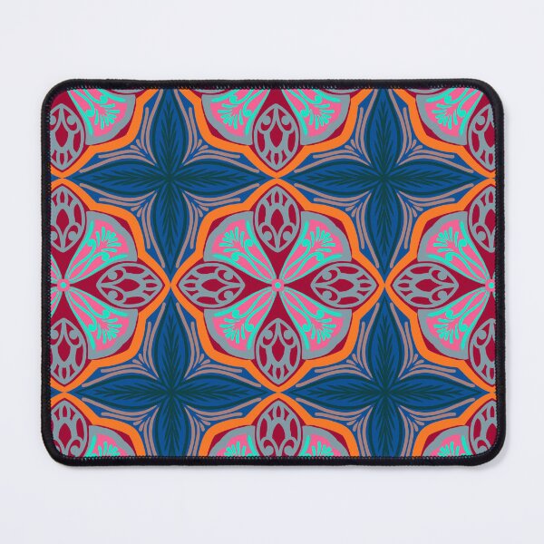 Item preview, Vibrant Coral & Turquoise Mosaic | Bohemian Geometric Floral Pattern designed and sold by Rukhscreations.