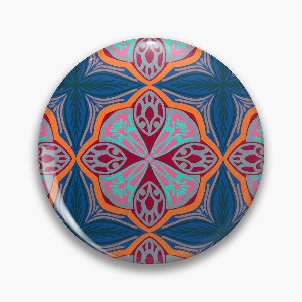Item preview, Vibrant Coral & Turquoise Mosaic | Bohemian Geometric Floral Pattern designed and sold by Rukhscreations.