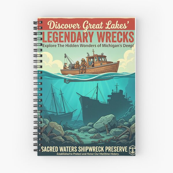 Item preview, Great Lakes Shipwrecks Vintage Travel Maritime Diving Art designed and sold by roam.andprint.
