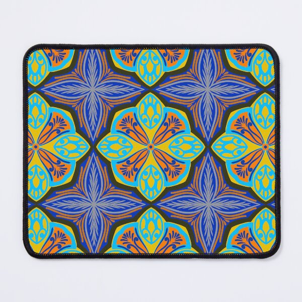 Item preview, Bright Yellow & Azure Mosaic | Mexican Talavera Tile Geometric Pattern designed and sold by Rukhscreations.