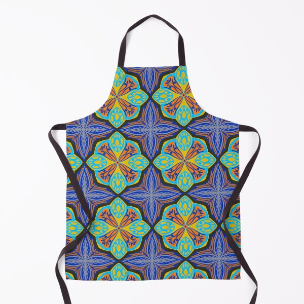Item preview, Bright Yellow & Azure Mosaic | Mexican Talavera Tile Geometric Pattern designed and sold by Rukhscreations.