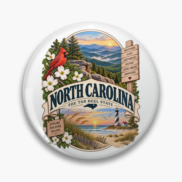 Item preview, North Carolina Vintage Travel Badge – The Tar Heel State designed and sold by BLUEFOX05.