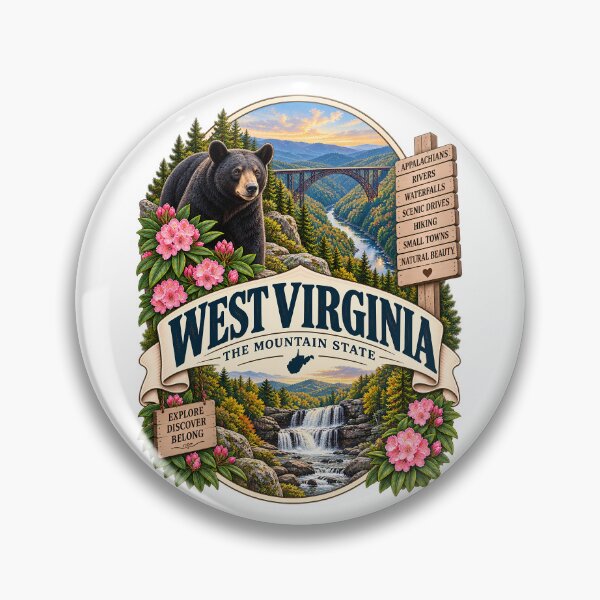Item preview, West Virginia Vintage Travel Badge – The Mountain State designed and sold by BLUEFOX05.
