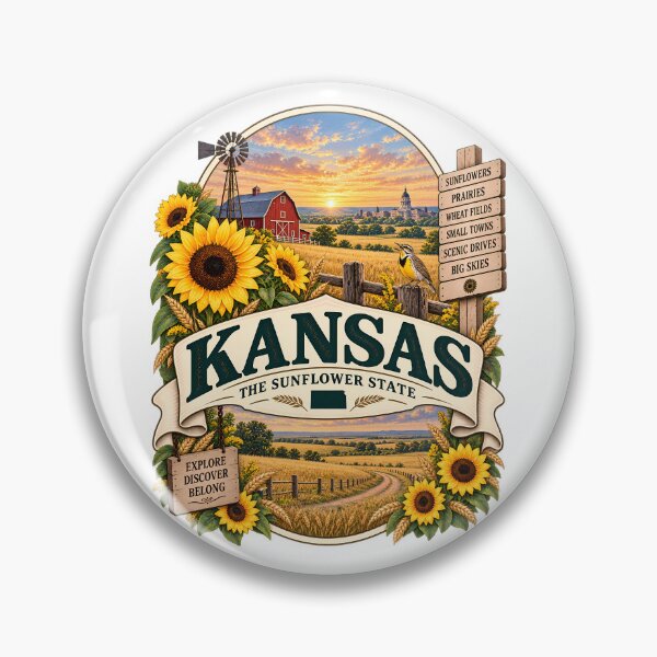 Item preview, Kansas Vintage Travel Badge – The Sunflower State designed and sold by BLUEFOX05.