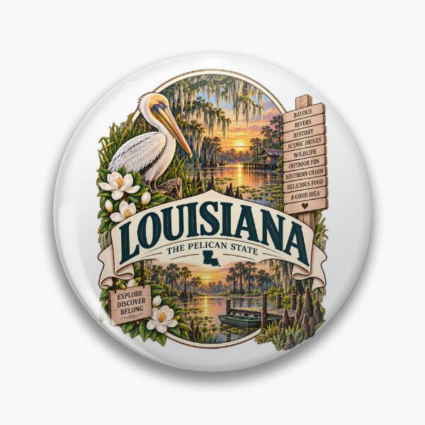 Item preview, Louisiana Vintage Travel Badge – The Pelican State designed and sold by BLUEFOX05.
