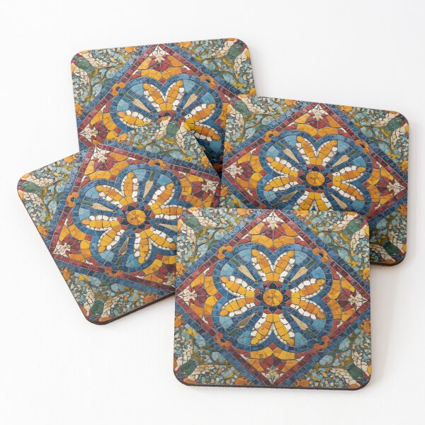 Item preview, Gaudi Inspired Floral Kaleidoscope Diamond Mosaic Pattern Print designed and sold by GrinGalore.