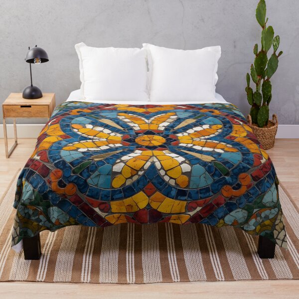 Item preview, Gaudi Inspired Floral Kaleidoscope Diamond Mosaic Pattern Print designed and sold by GrinGalore.