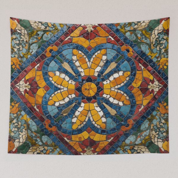 Item preview, Gaudi Inspired Floral Kaleidoscope Diamond Mosaic Pattern Print designed and sold by GrinGalore.