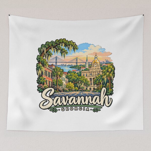 Item preview, Hand Drawn Savannah Georgia Travel Souvenir Landmark Gift designed and sold by MichaeIRellov.