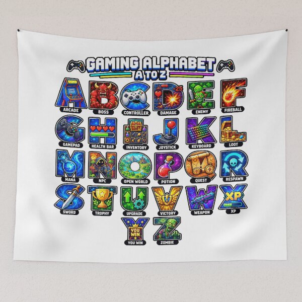 Item preview, Gaming Alphabet A to Z Gamer Video Game Design designed and sold by NoetherSym.