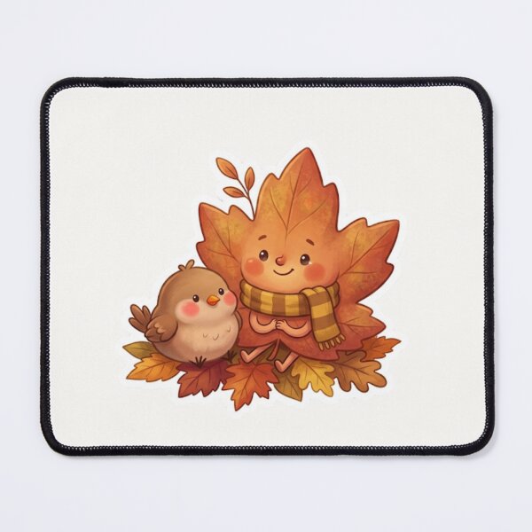 Item preview, Cute Leaf With Tiny Bird Friend Autumn Sticker designed and sold by Cerys-GS.