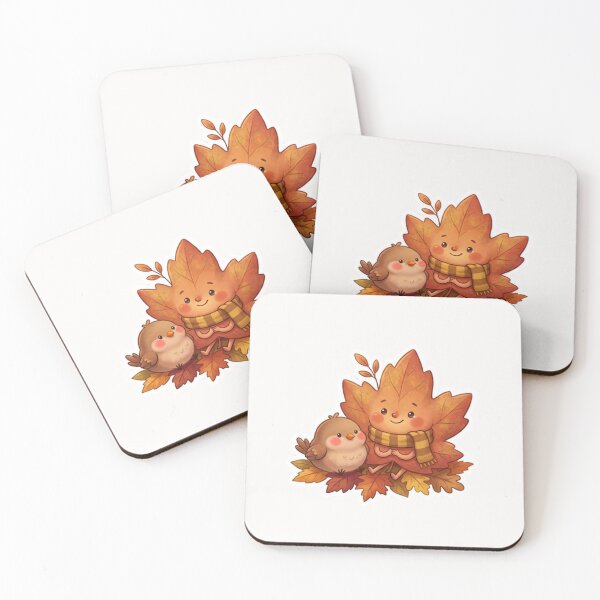 Item preview, Cute Leaf With Tiny Bird Friend Autumn Sticker designed and sold by Cerys-GS.