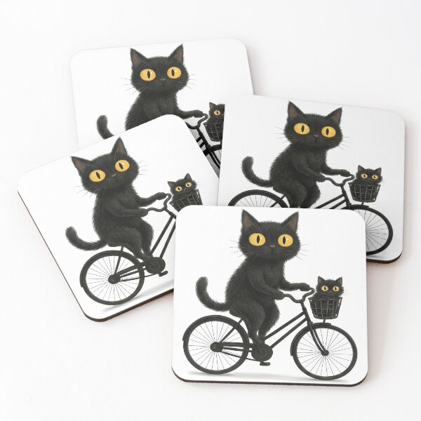 Item preview, Black Cat Bicycle Funny Cute Cat designed and sold by Morescitaf.
