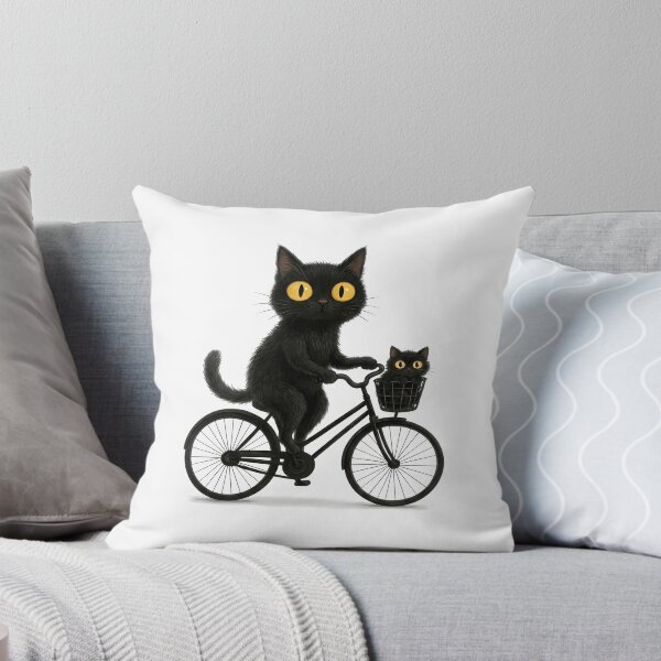 Item preview, Black Cat Bicycle Funny Cute Cat designed and sold by Morescitaf.