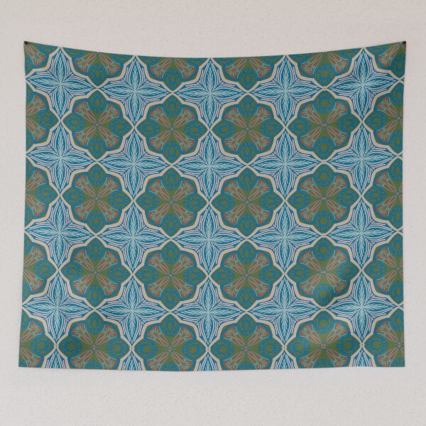 Item preview, Earthy Teal & Terracotta Mosaic | Vintage Mediterranean Tile Pattern designed and sold by Rukhscreations.