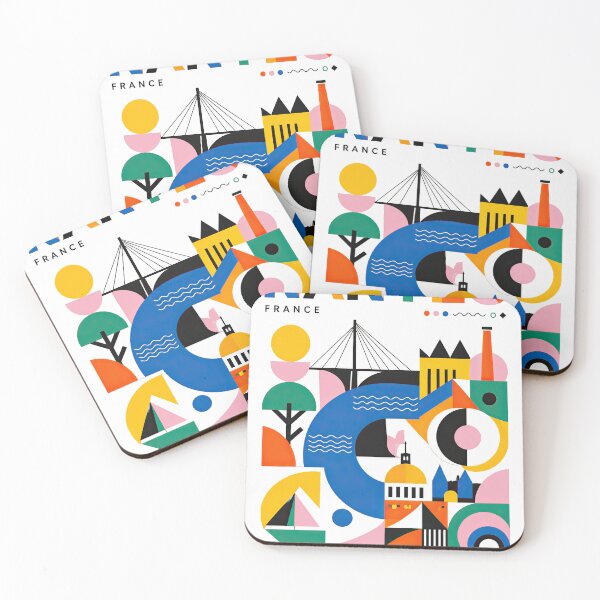 Item preview, Colorful geometric poster featuring the word NANTES FRANCE designed and sold by ckybe.