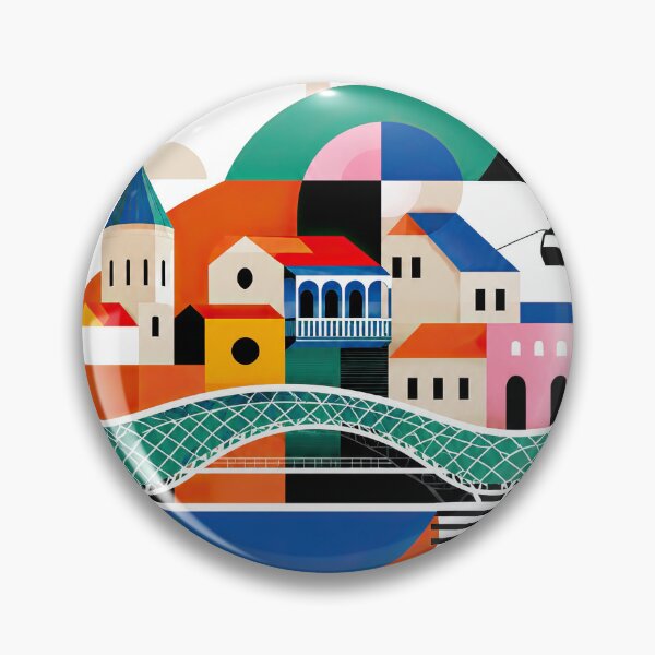 Item preview, Colorful geometric travel poster depicting Tbilisi landmarks, a designed and sold by ckybe.