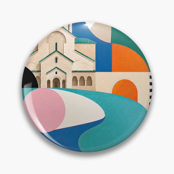 Item preview, Colorful geometric travel poster depicting historic churches and designed and sold by ckybe.