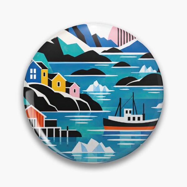 Item preview, Colorful Greenland travel poster featuring Arctic mountains, ice designed and sold by ckybe.