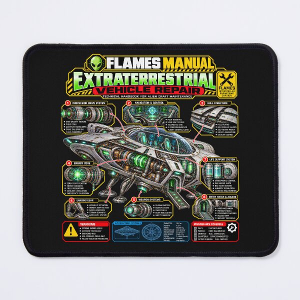 Item preview, FLAMES MANUAL UFO Alien Craft Vehical Repair – Futuristic Sci-Fi Technical Engineering Manual designed and sold by Genius Geek.