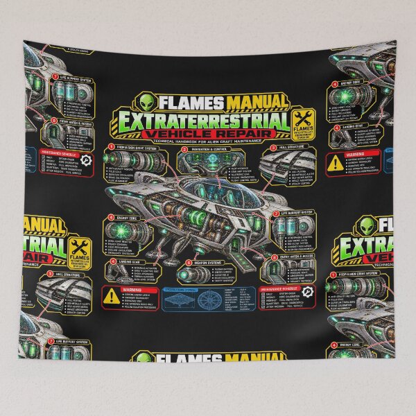 Item preview, FLAMES MANUAL UFO Alien Craft Vehical Repair – Futuristic Sci-Fi Technical Engineering Manual designed and sold by Genius Geek.