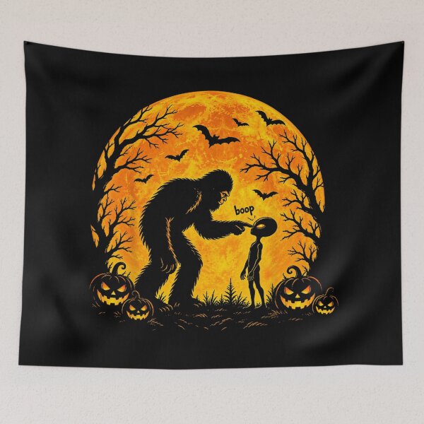 Item preview, Funny Halloween Bigfoot Sasquatch Boop Alien UFO Pumpkin  designed and sold by Taniyah Gomes.