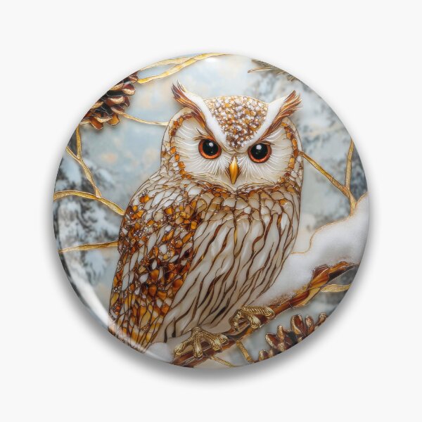 Item preview, Owl on Snowy Branch Stained Glass designed and sold by MargaretWiktor.