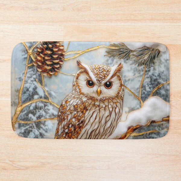 Item preview, Owl on Snowy Branch Stained Glass designed and sold by MargaretWiktor.