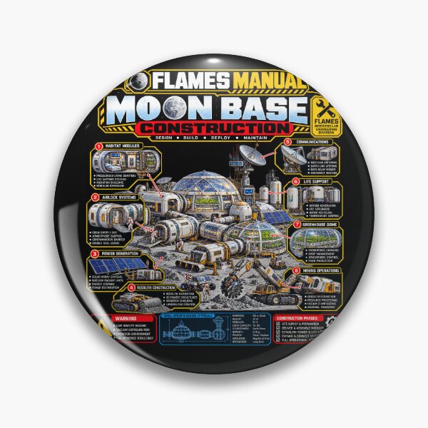 Item preview, FLAMES MANUAL - MOON BASE - CONSTRUCTION – Futuristic Sci-Fi Technical Engineering Manual designed and sold by Genius Geek.