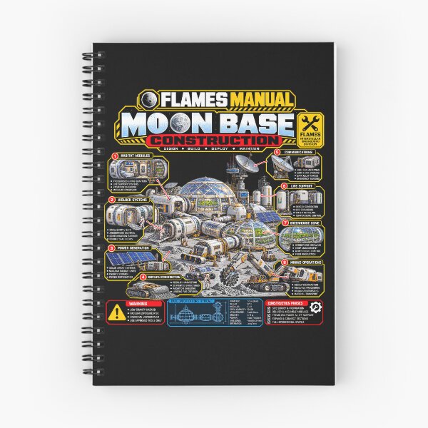 Item preview, FLAMES MANUAL - MOON BASE - CONSTRUCTION – Futuristic Sci-Fi Technical Engineering Manual designed and sold by Genius Geek.