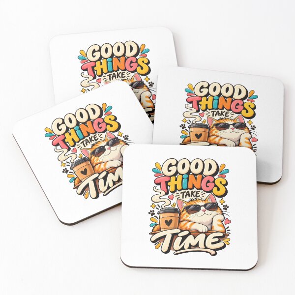 Item preview, Good Things Take Time Retro Cat designed and sold by AliKwStore.
