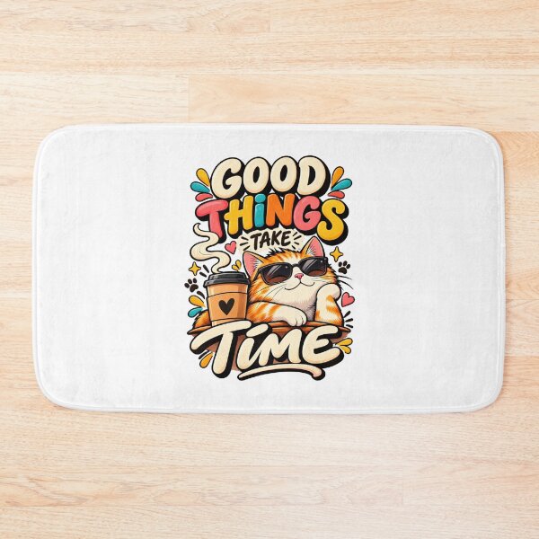 Item preview, Good Things Take Time Retro Cat designed and sold by AliKwStore.
