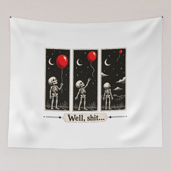 Item preview, Skeleton Loses Balloon Night Sky Art designed and sold by OlyvieArt.