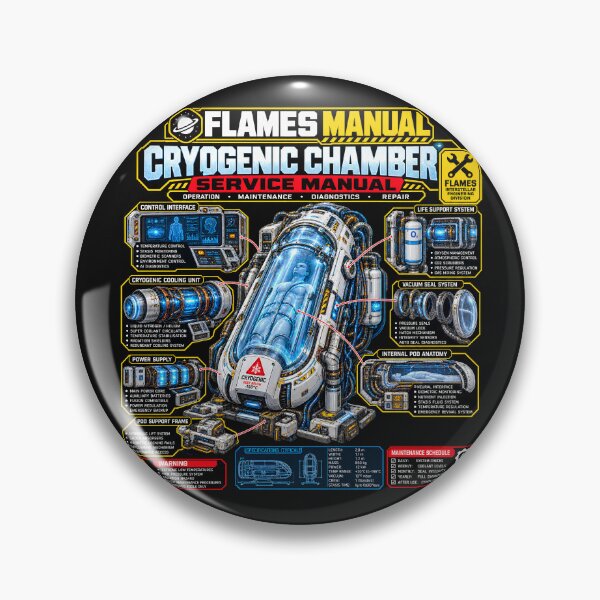 Item preview, FLAMES MANUAL CRYO CHAMBER Life Support – Futuristic Sci-Fi Technical Engineering Manual designed and sold by Genius Geek.