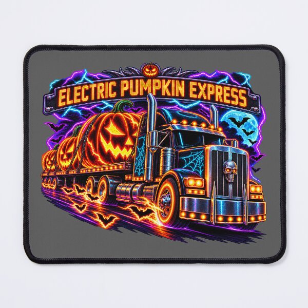 Item preview, Electric Pumpkin Express Semi Truck - Neon Halloween Trucker Art designed and sold by NomadForge.