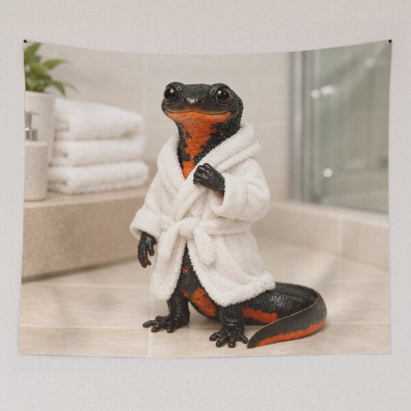 Item preview, Cozy Bathrobe Fire-bellied Newt designed and sold by Sillytoe.