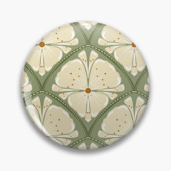 Item preview, Art Nouveau Sage Green Lily | Vintage Ginkgo Scale Floral Pattern designed and sold by Rukhscreations.